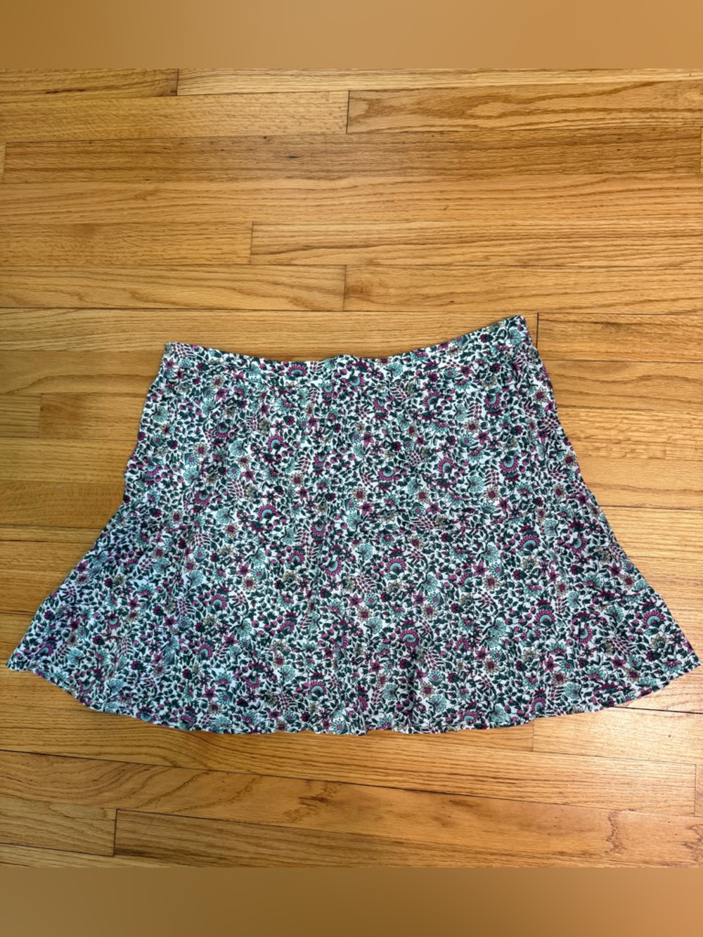 J.Crew Factory Floral Skirt L Teal Purple Boho Cottagecore Summer Lightweight